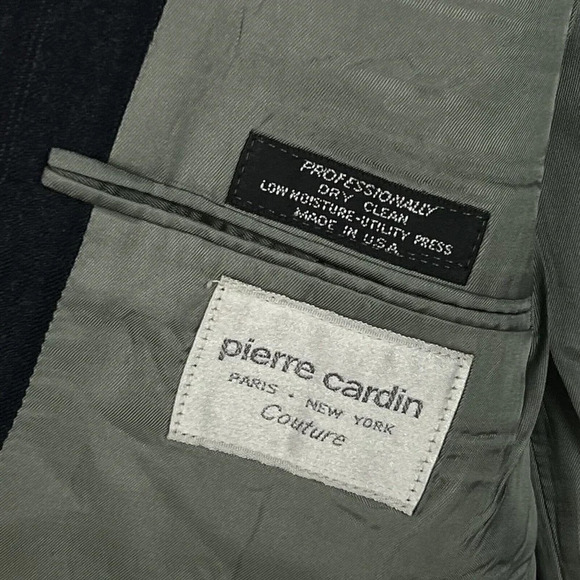 VTG PIERRE CARDIN Striped Gray 100% Wool Sport Coat Sz 48 Blazer Union Made USA - Picture 5 of 11
